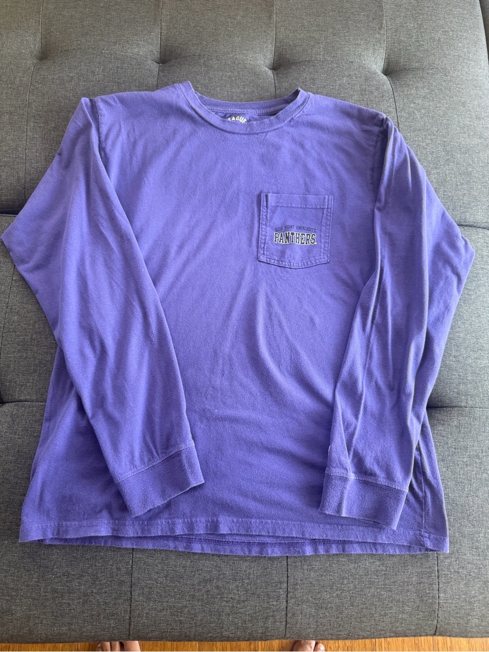 League Purple Long-Sleeve Pocket Shirt with Panthers Logo